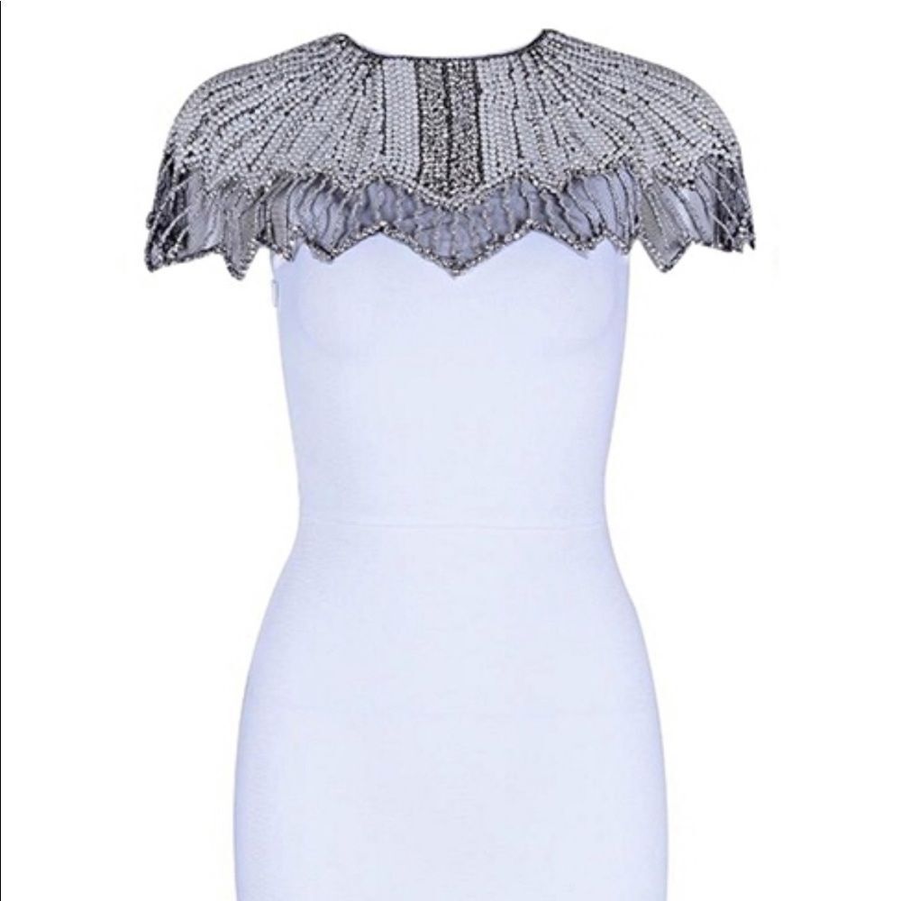 Elegant Silver and White Prom Dress